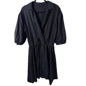 Club Monaco Collared A-line Dress Women Size 10 Black Work Professional Party